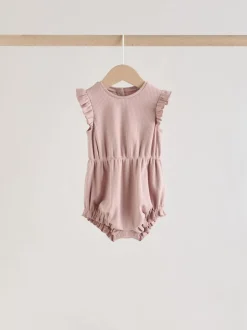 Sets En Combisets|Rompertjes En Tuinbroeken*Next - Frill Shoulder Baby Rompers 4 Pack Pink Tonal Spot and Stripe