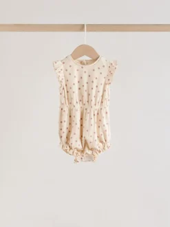 Sets En Combisets|Rompertjes En Tuinbroeken*Next - Frill Shoulder Baby Rompers 4 Pack Pink Tonal Spot and Stripe
