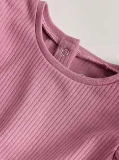 Sets En Combisets|Rompertjes En Tuinbroeken*Next - Frill Shoulder Baby Rompers 4 Pack Pink Tonal Spot and Stripe