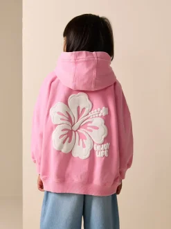 Sweaters En Hoody´S*Next Pink Washed Flower - Hoodie (3 - 16 jr)