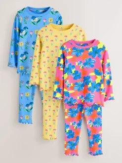 Nachtkleding En Pyjama's|Pyjama's|Next - Verpakking van 3 knusse pyjama's (9 mnd-16 jr) Pink/Blue Bright Floral