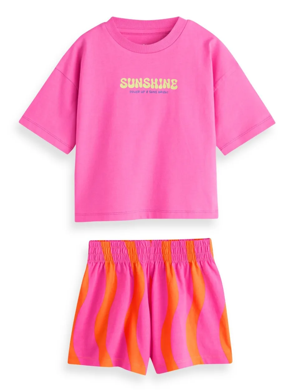 Nachtkleding En Pyjama's|Pyjama's|Next Pink/Green Bright Wavy Print - Set van 3 pyjama's met short (3-16 jr)