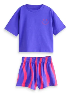 Nachtkleding En Pyjama's|Pyjama's|Next Pink/Green Bright Wavy Print - Set van 3 pyjama's met short (3-16 jr)