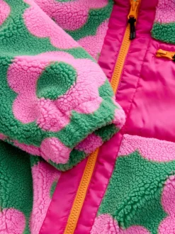 Jassen En Jacks|Sweaters En Hoody´S*Next - Zip Up Borg Jacket (3-16yrs) Pink/Green Flower
