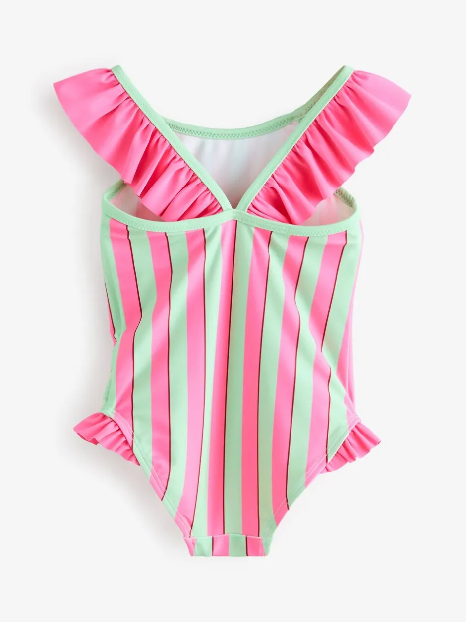 Badkleding|Badkleding|Next - Cath Kidston Frill Swimsuit (3mths-7yrs) Pink/Green Stripe Panda