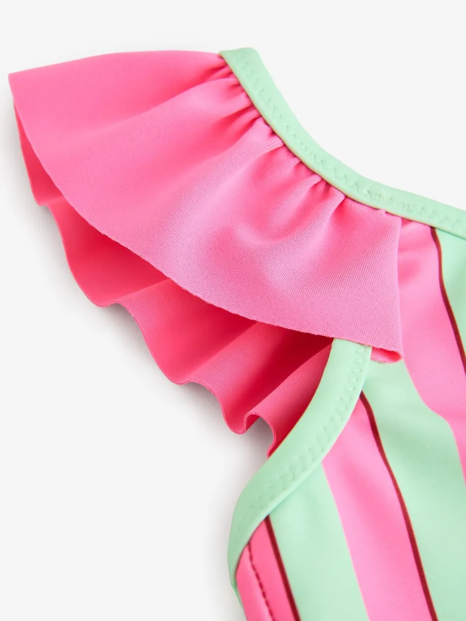 Badkleding|Badkleding|Next - Cath Kidston Frill Swimsuit (3mths-7yrs) Pink/Green Stripe Panda
