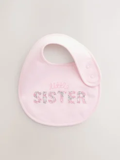 Slabbetjes*Next Pink/White Sister - Family Baby Bibs 2 Pack