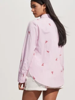 Tops En T-Shirts|Blouses En Overhemden|Next - Overhemd met lange mouwen en borduursel Pink/White Stripe Lobster