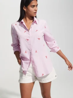 Tops En T-Shirts|Blouses En Overhemden|Next - Overhemd met lange mouwen en borduursel Pink/White Stripe Lobster