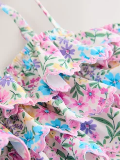 Badkleding*Next - Bikini met ruches (3-16jaar) Pink/Yellow Ditsy Floral