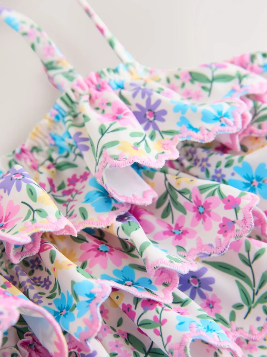 Badkleding*Next - Bikini met ruches (3-16jaar) Pink/Yellow Ditsy Floral