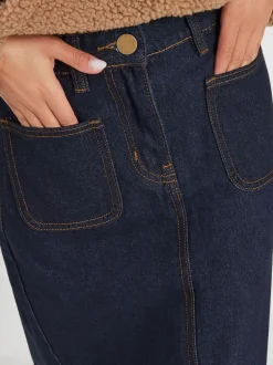 Rokken*PixieGirl Petite 100% katoenen midirok met opgestikte zakken