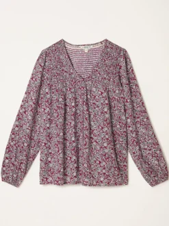 Blouses En Overhemden|Fat Face - FatFace Blouse Plum Purple 2 Tone Floral