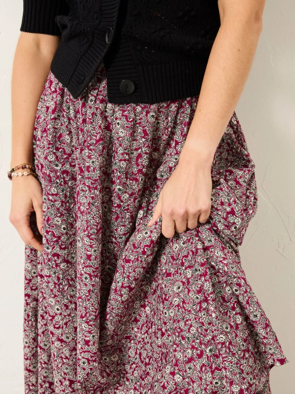Rokken|Fat Face - FatFace midirok Plum Purple 2 Tone Floral