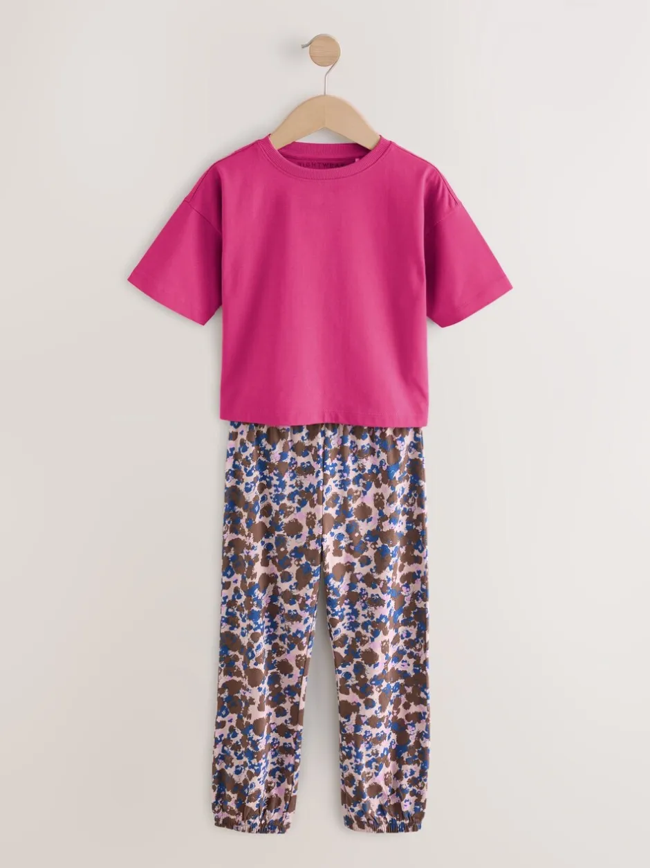 Nachtkleding En Pyjama's|Pyjama's*Next - Verpakking van 3 pyjama's met joggingbroek met dierenprint (3-16jr) Plum/Bruin
