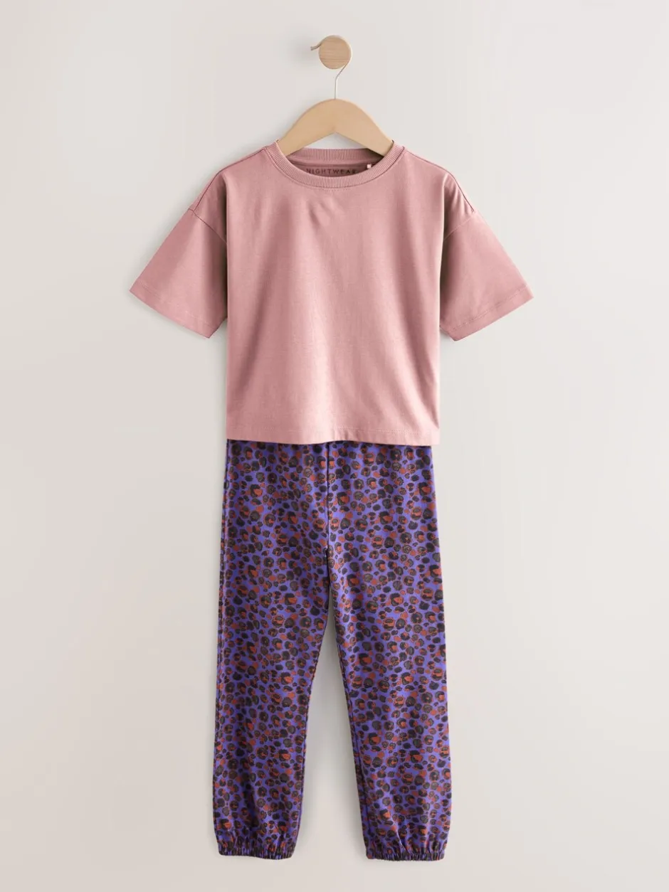 Nachtkleding En Pyjama's|Pyjama's*Next - Verpakking van 3 pyjama's met joggingbroek met dierenprint (3-16jr) Plum/Bruin