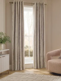 Gordijnen|Gordijnen*Next Plush Chenille Eyelet Curtains Natuurlijk