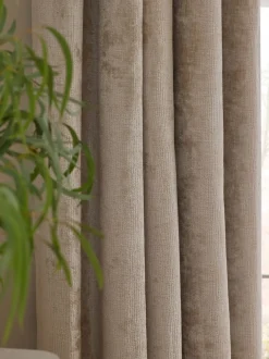 Gordijnen|Gordijnen*Next Plush Chenille Eyelet Curtains Natuurlijk
