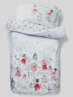 Kinderbeddengoed|Beddengoedsets En Dekbedovertrekken*Next Polykatoenen dekbedovertrek en kussensloop met print Wit met sprookjesbos