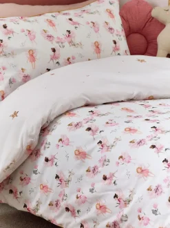Kinderbeddengoed|Beddengoedsets En Dekbedovertrekken*Next Polykatoenen dekbedovertrek en kussensloop met print Wit met sprookjesbos