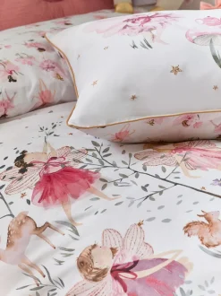 Kinderbeddengoed|Beddengoedsets En Dekbedovertrekken*Next Polykatoenen dekbedovertrek en kussensloop met print Wit met sprookjesbos