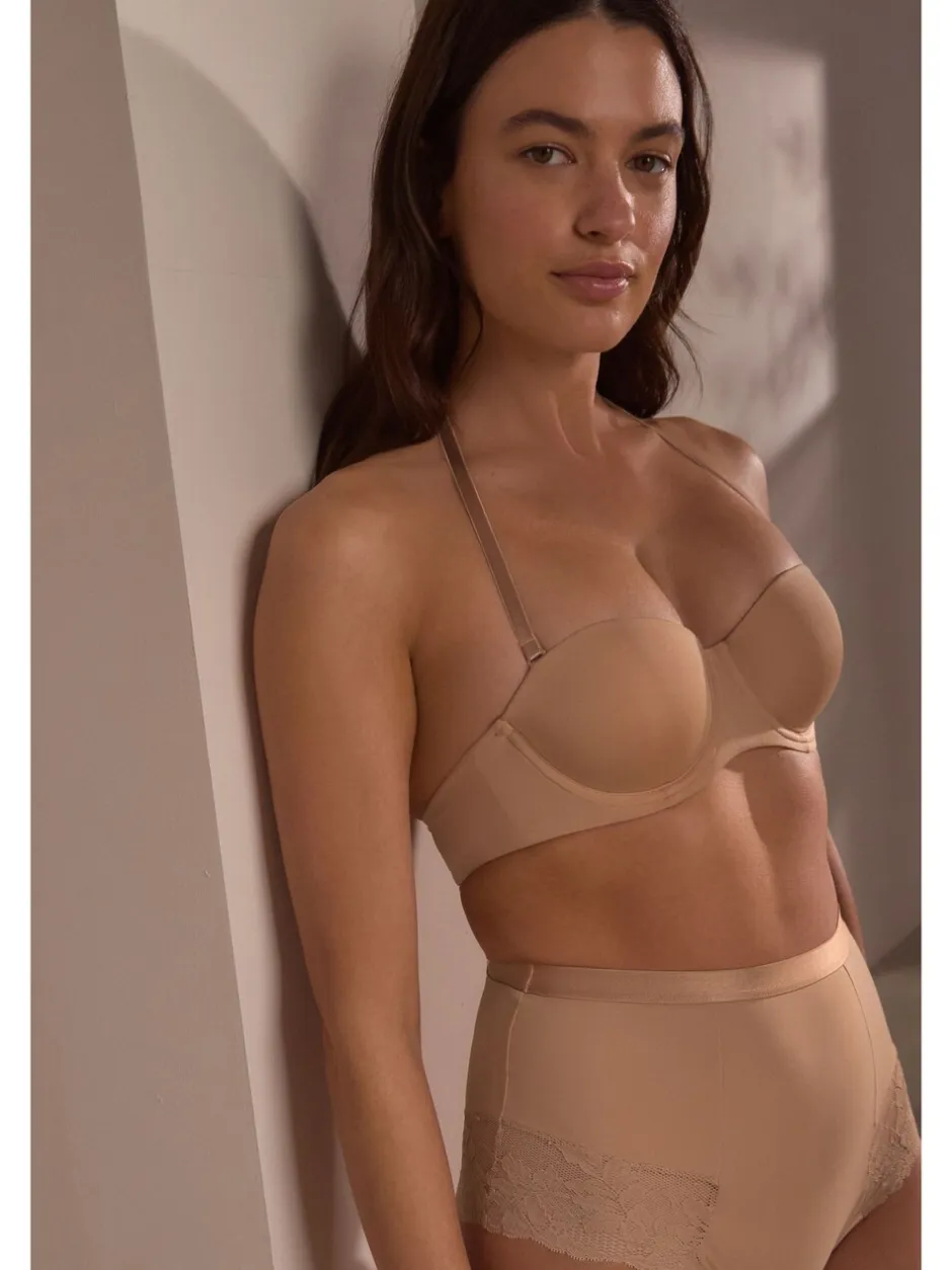 Beha's|Next - A-E push-up multiway beha zonder bandjes Praline nude