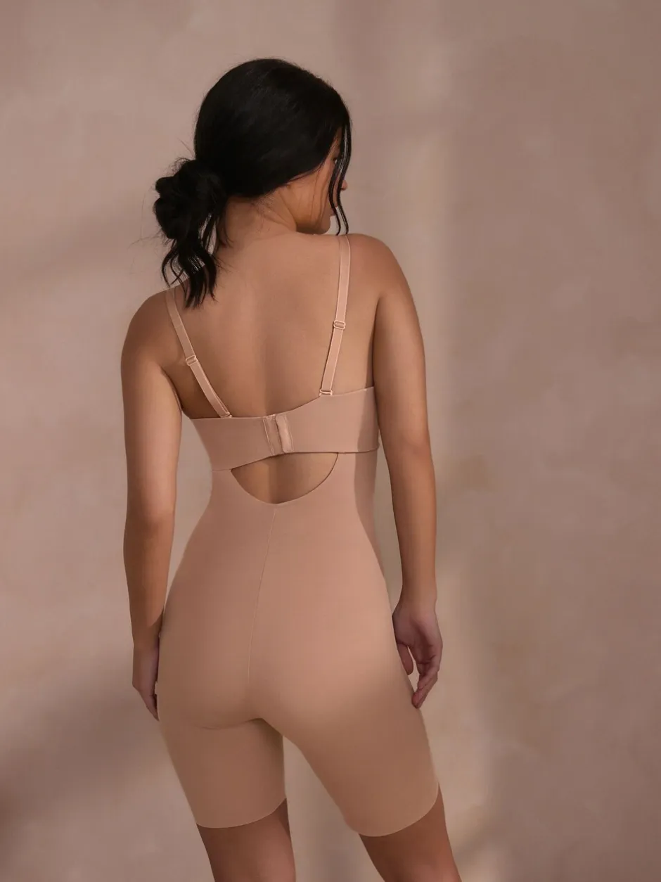 Shapewear|Next - DD+ minimaliserende buikcorrigerend ondergoed met bandeau en pijpjes Praline nude