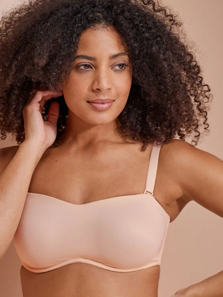 Beha's*Next - Minimaliserende strapless bandeaubeha zonder vulling in cupmaat DD+ Praline nude