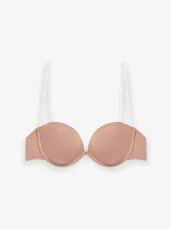 Beha's|Next - Nude beha voor een glad silhouet zonder bandjes met transparante achterkant Praline nude