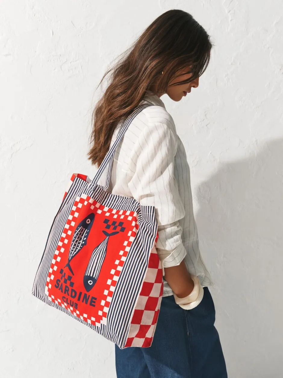 Tassen En Portemonnees*Next Print - Sardine Print 100% Cotton Shopper Bag
