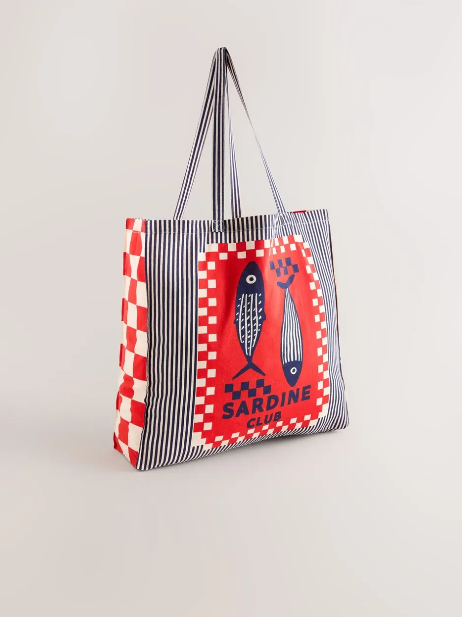 Tassen En Portemonnees*Next Print - Sardine Print 100% Cotton Shopper Bag