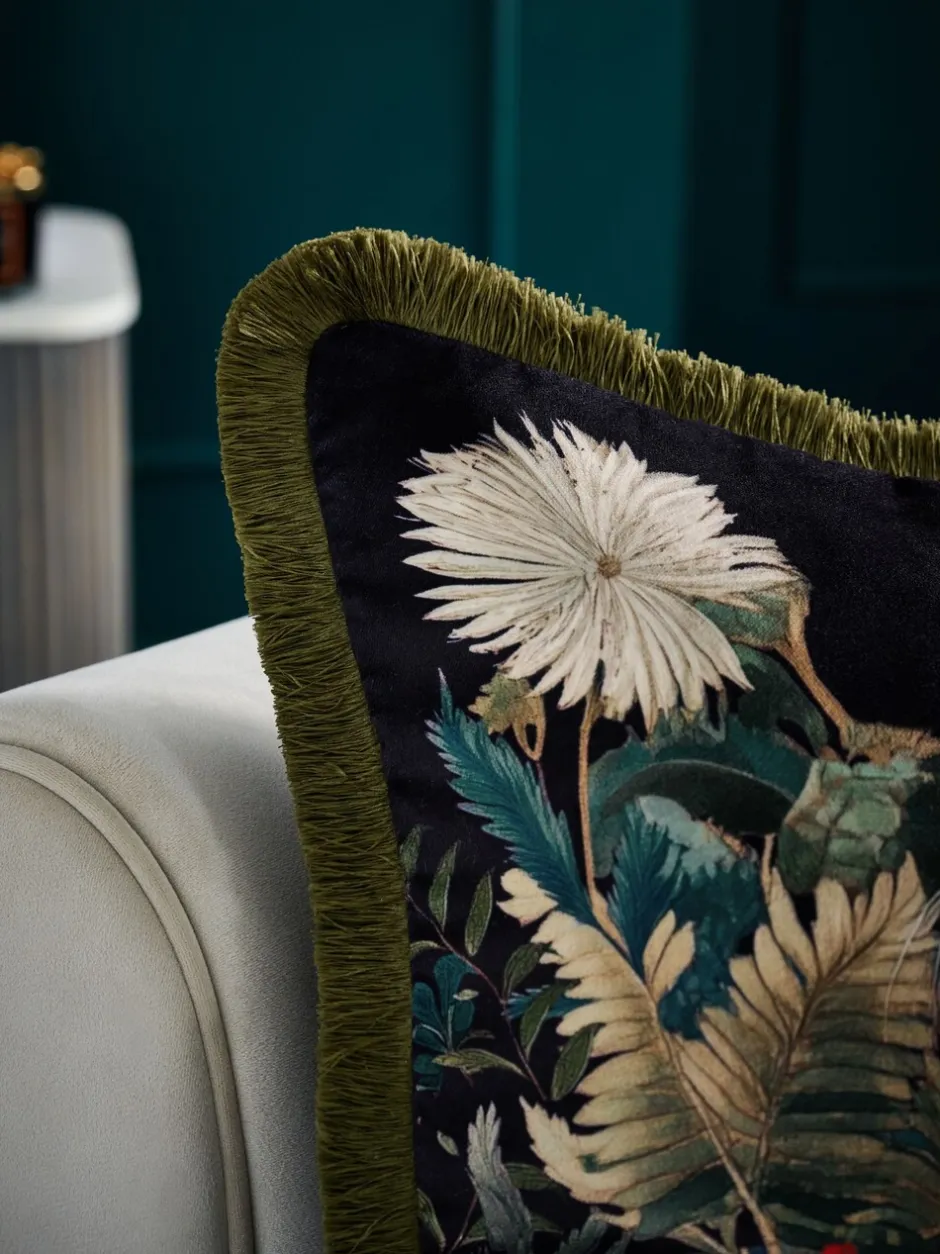 Kussentjes En Plaids|Kussentjes En Plaids|Next Printed Crane Velvet Cushion