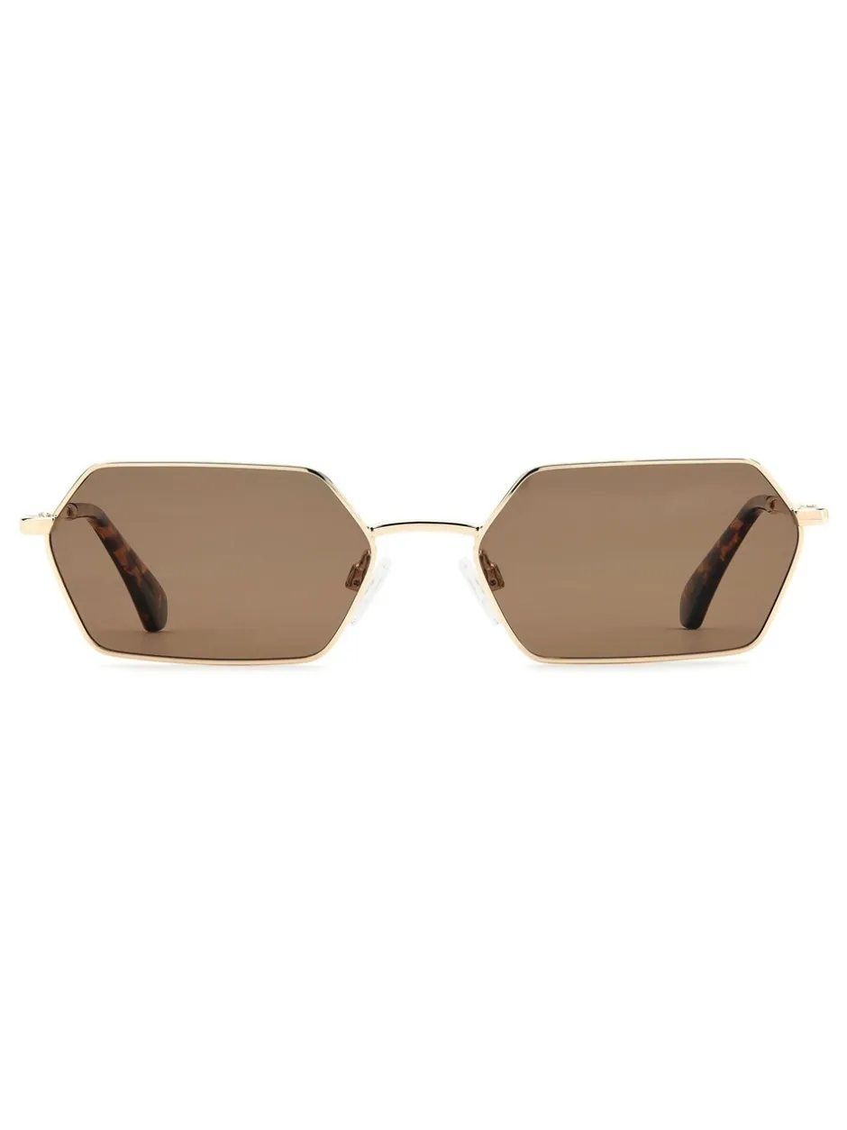 Zonnebril*Prive Revaux Rectangular Geometrical Sunglasses in Gold and Havana