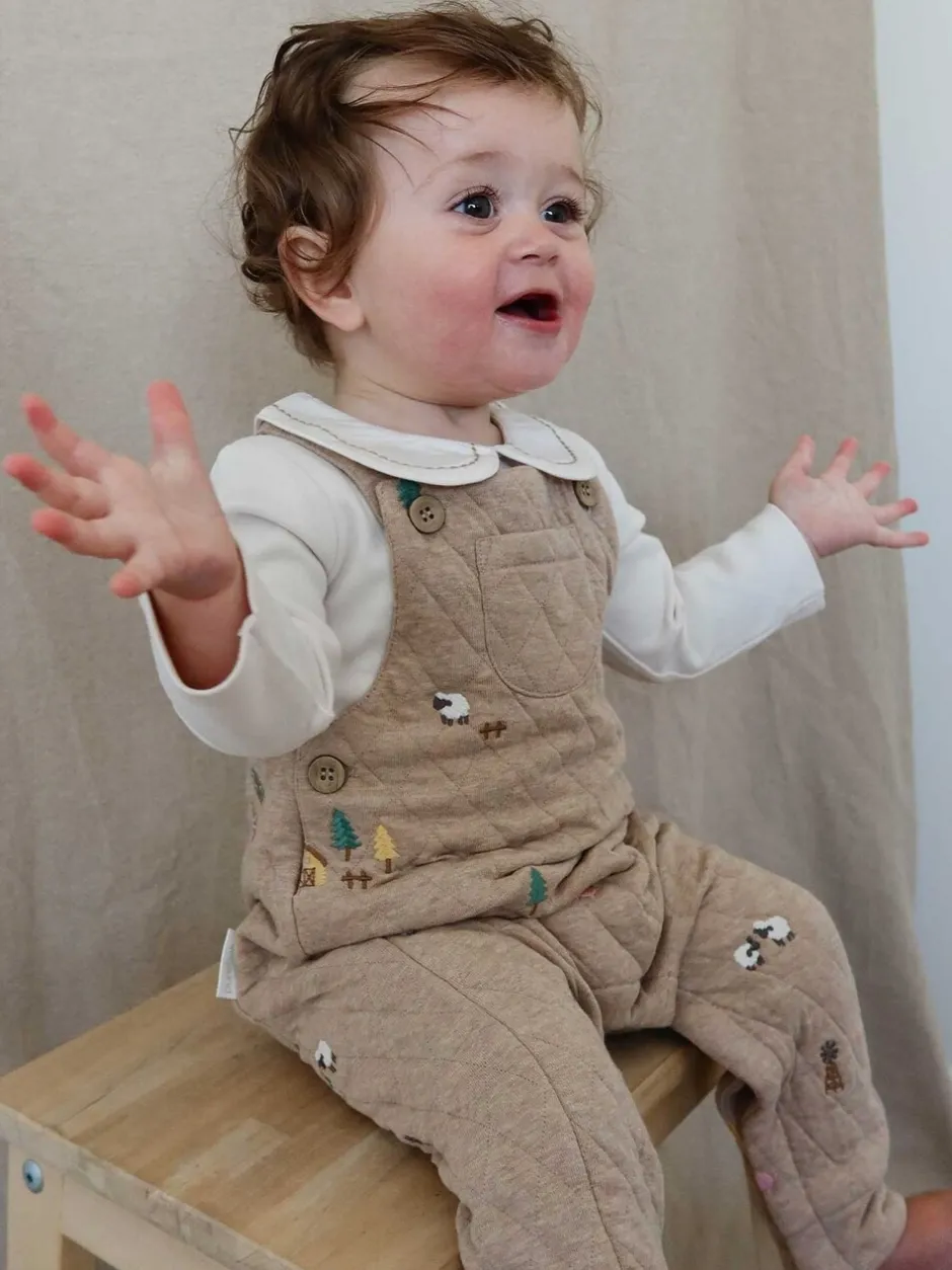 Rompertjes En Tuinbroeken|Purebaby Quilted Embroidered Dungarees