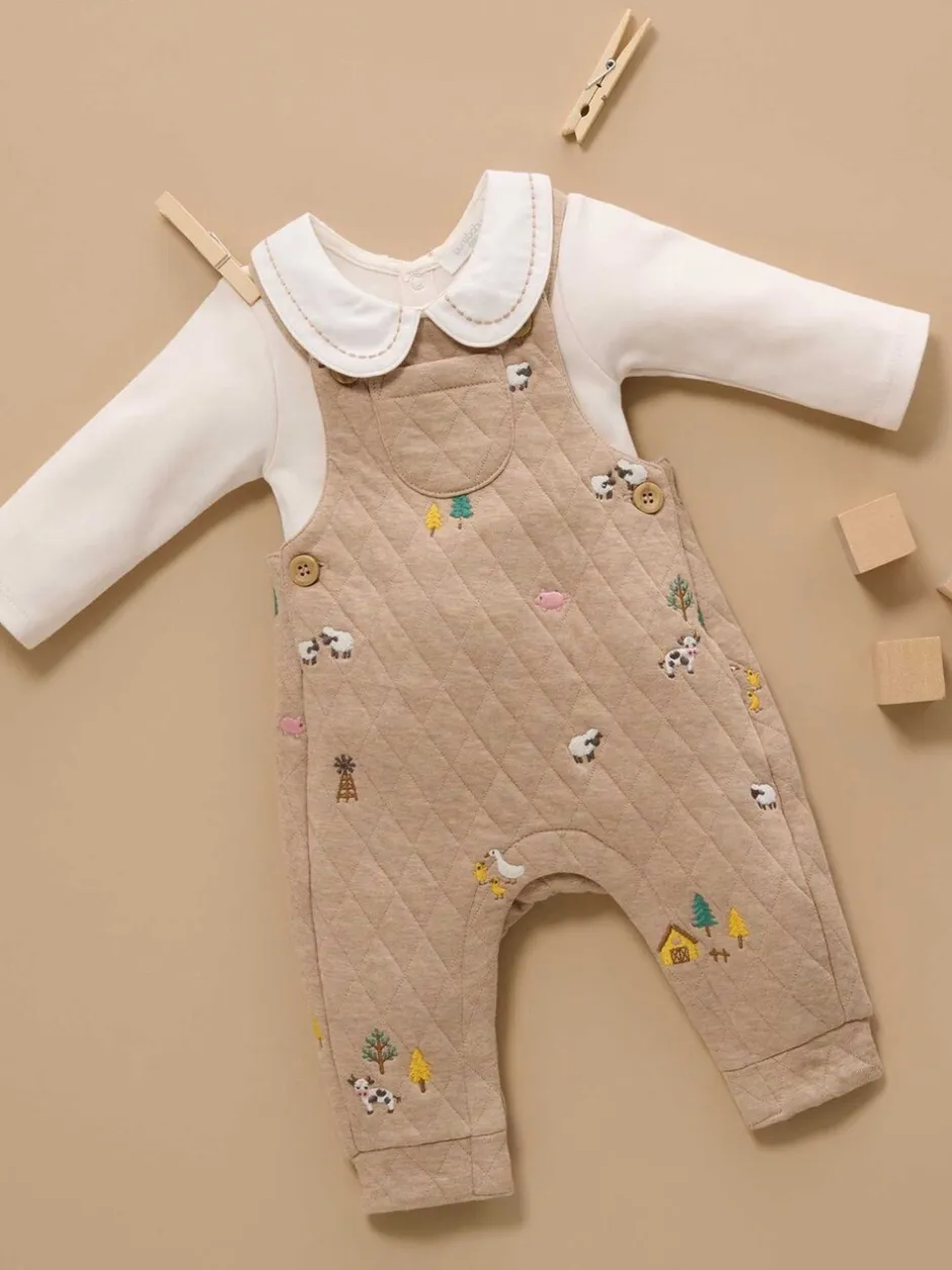 Rompertjes En Tuinbroeken|Purebaby Quilted Embroidered Dungarees