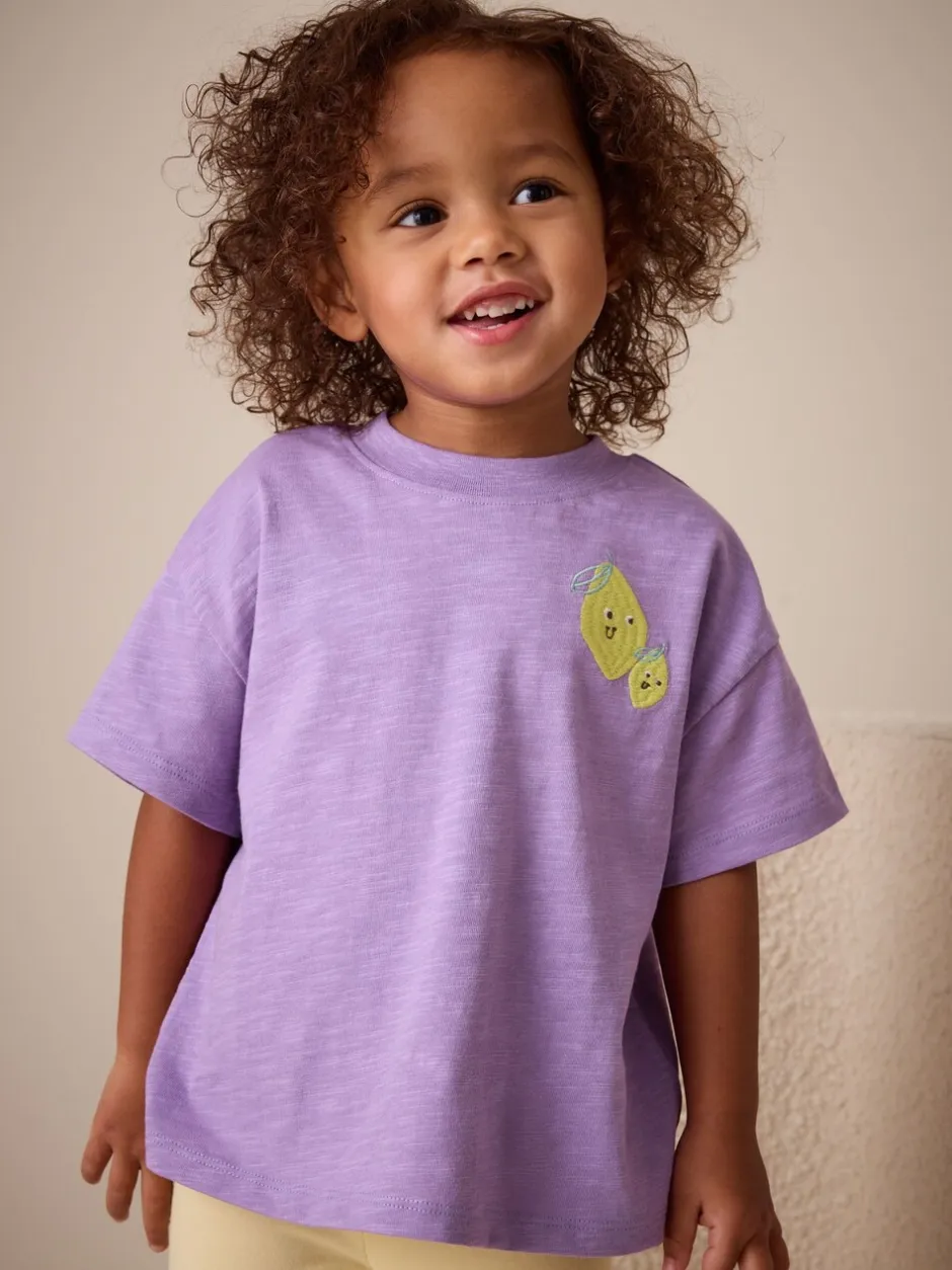 Tops|Tops*Next - Short Sleeve Embroidered T-Shirt (3mths-7yrs) Purple Lemon
