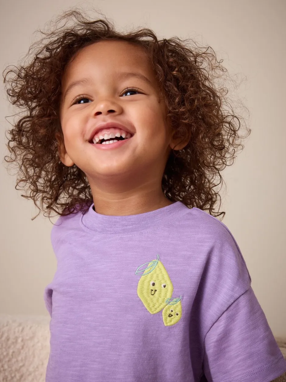 Tops|Tops*Next - Short Sleeve Embroidered T-Shirt (3mths-7yrs) Purple Lemon