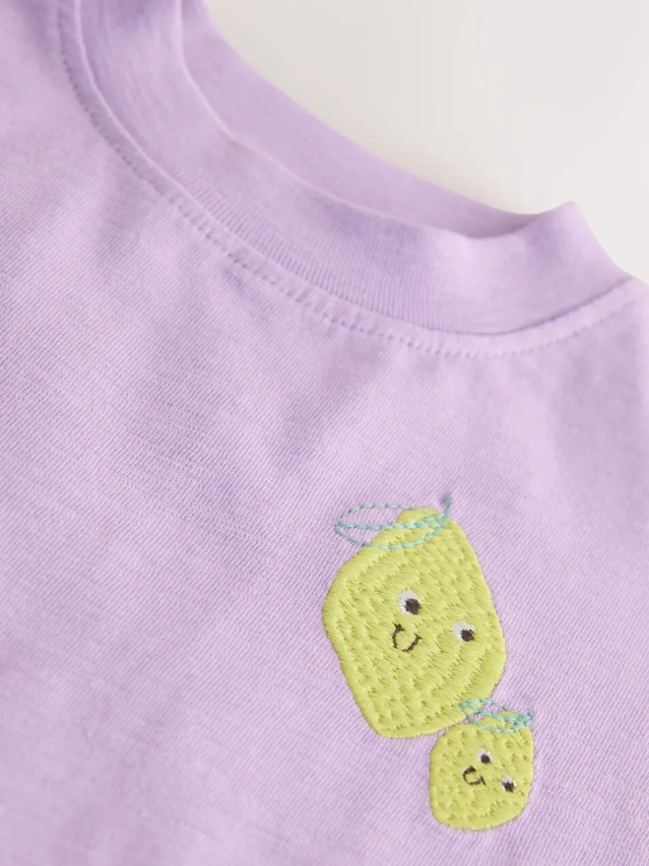 Tops|Tops*Next - Short Sleeve Embroidered T-Shirt (3mths-7yrs) Purple Lemon