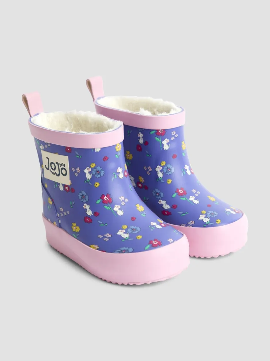 Laarzen|Jojo Maman Bébé Purple Mouse - Print Cosy Short Wellies