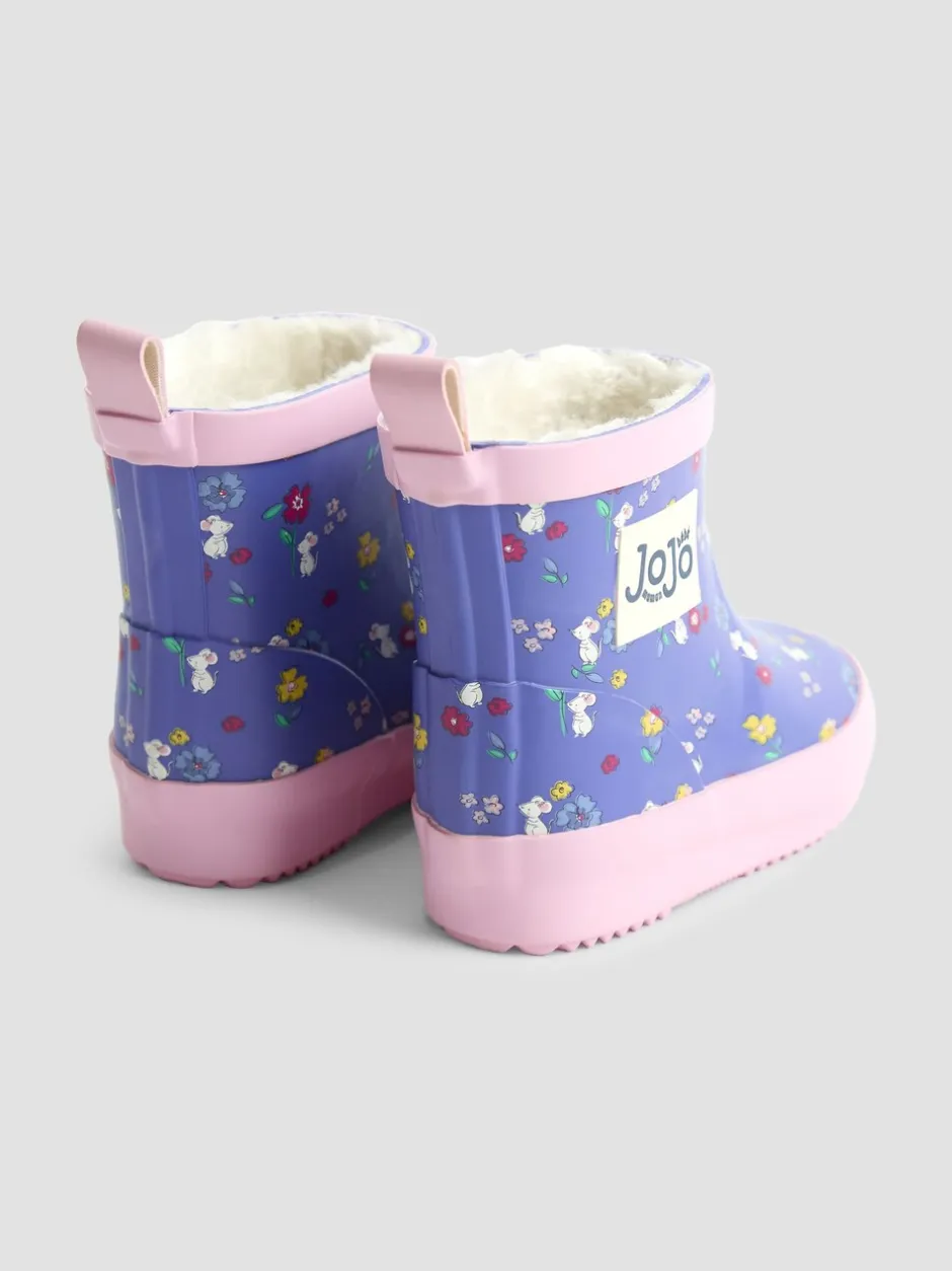 Laarzen|Jojo Maman Bébé Purple Mouse - Print Cosy Short Wellies
