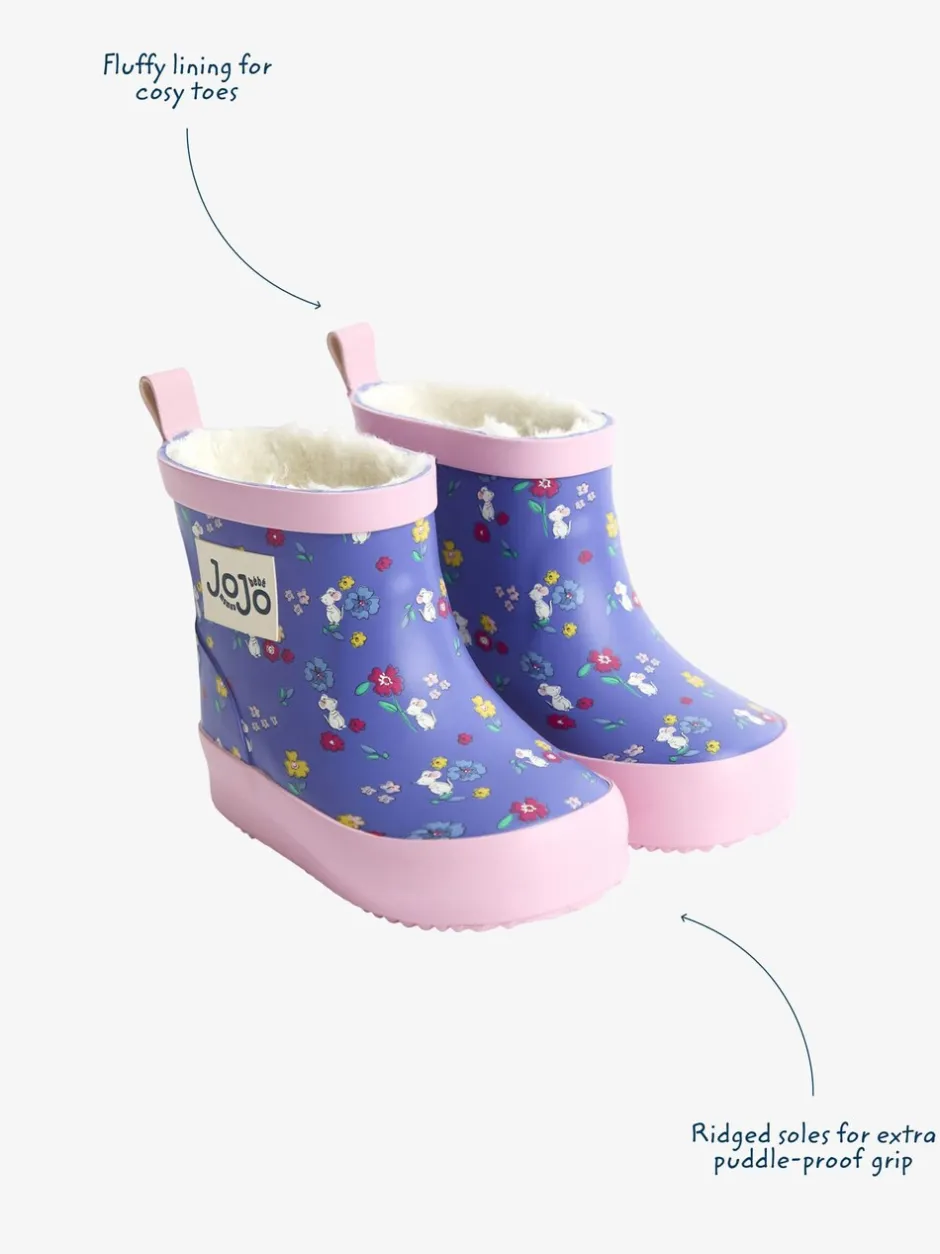 Laarzen|Jojo Maman Bébé Purple Mouse - Print Cosy Short Wellies