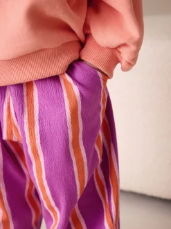 Broeken En Leggings*Next Purple Orange Stripe - Broek met wijde kortere pijpen (3mnd -7jr)