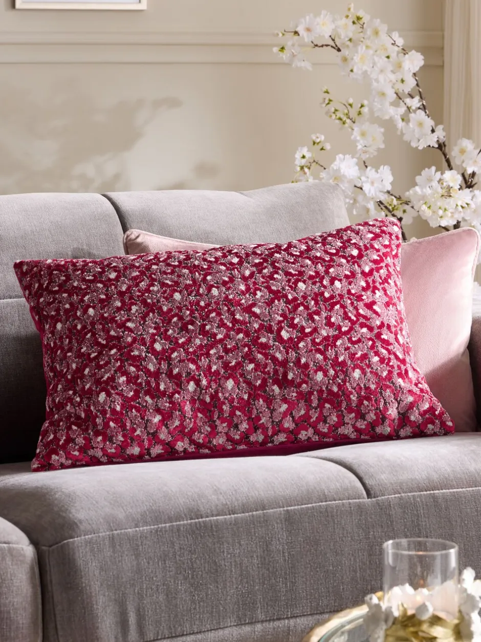 Kussentjes En Plaids|Kussentjes En Plaids|Next Raspberry Pink 40 X 59cm Cut Velvet Cherry Blossom Abstract Cushion