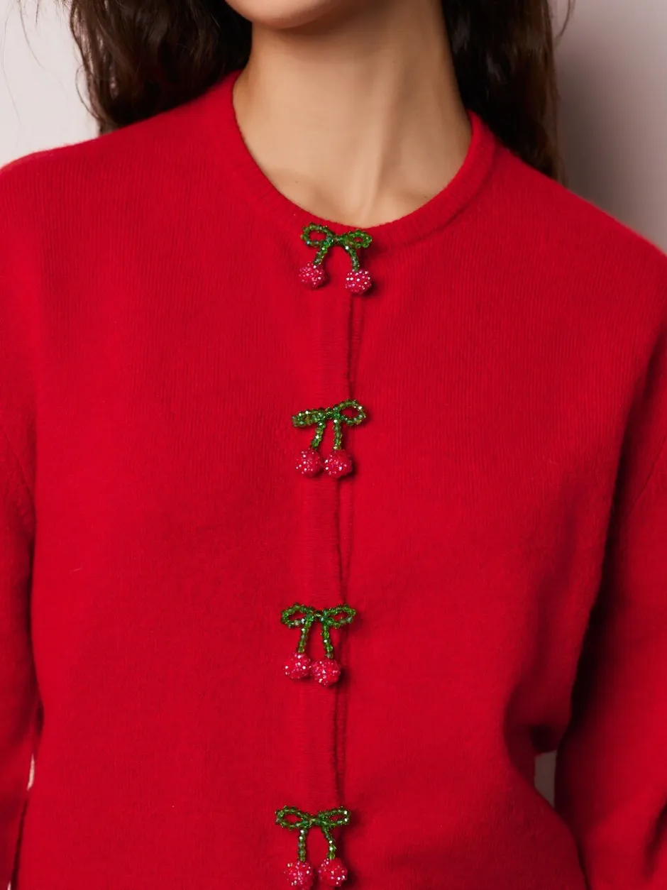 Gelegenheidskleding|Gebreide Kleding*Next Red Cherry Buttons - Gebreid vest met ronde hals
