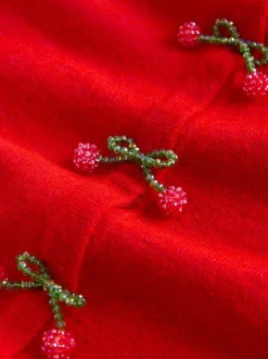 Gelegenheidskleding|Gebreide Kleding*Next Red Cherry Buttons - Gebreid vest met ronde hals