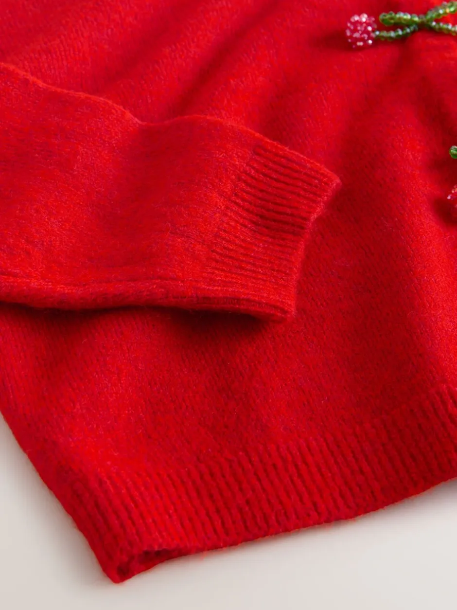 Gelegenheidskleding|Gebreide Kleding*Next Red Cherry Buttons - Gebreid vest met ronde hals