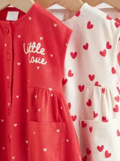 Rompertjes En Tuinbroeken*Next - romperpakje Red Heart Printed Button Through