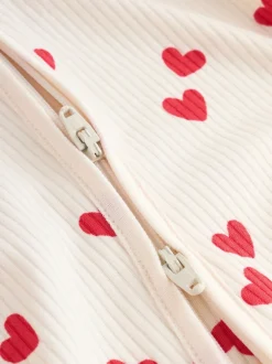 Babypakjes En Babypyjama's*Next Red Heart Valentines - Valentines Two Way Zip Baby Sleepsuit (0-2yrs)