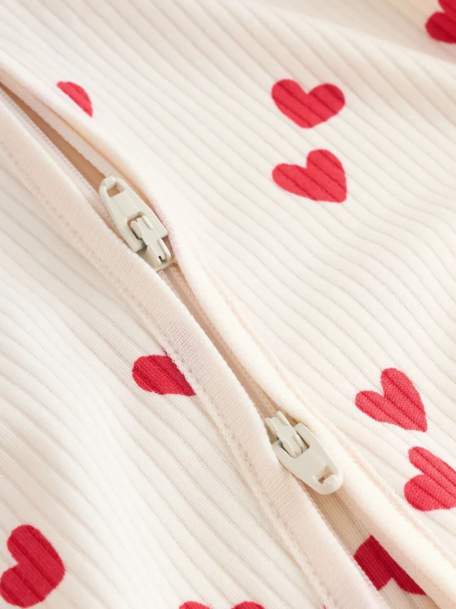 Babypakjes En Babypyjama's*Next Red Heart Valentines - Valentines Two Way Zip Baby Sleepsuit (0-2yrs)