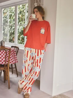 Pyjama's|Loungewear|Next Red Stripe Fish - Tricot pyjama met korte mouwen